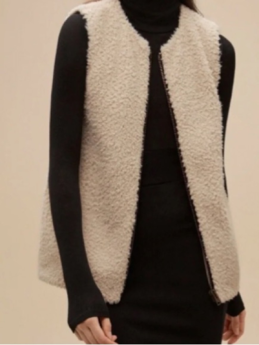 Wilfred Neutral Taupe Sherpa-Lined Vest